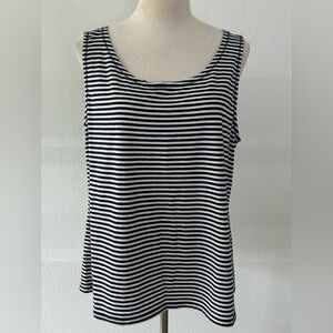 Jjill Navy Blue & White Striped Tank Top Sleeveless Shirt